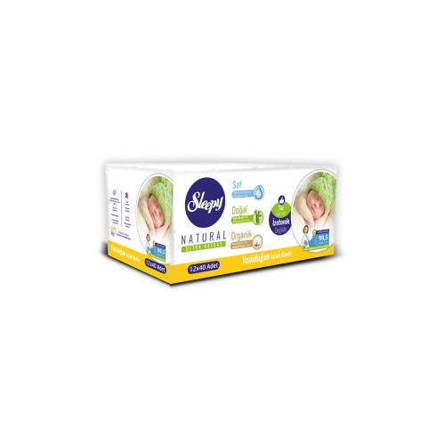 Natural Yenidoğan Islak Pamuklu Havlu12x40 480 Yaprak