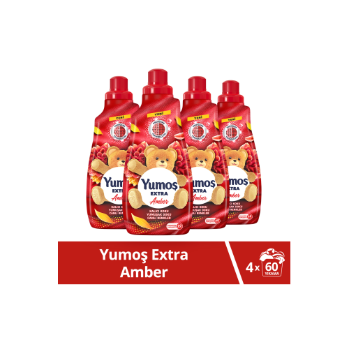 Extra Konsantre Çamaşır Yumuşatıcısı Amber 1440 ml 60 Yıkama 4adet