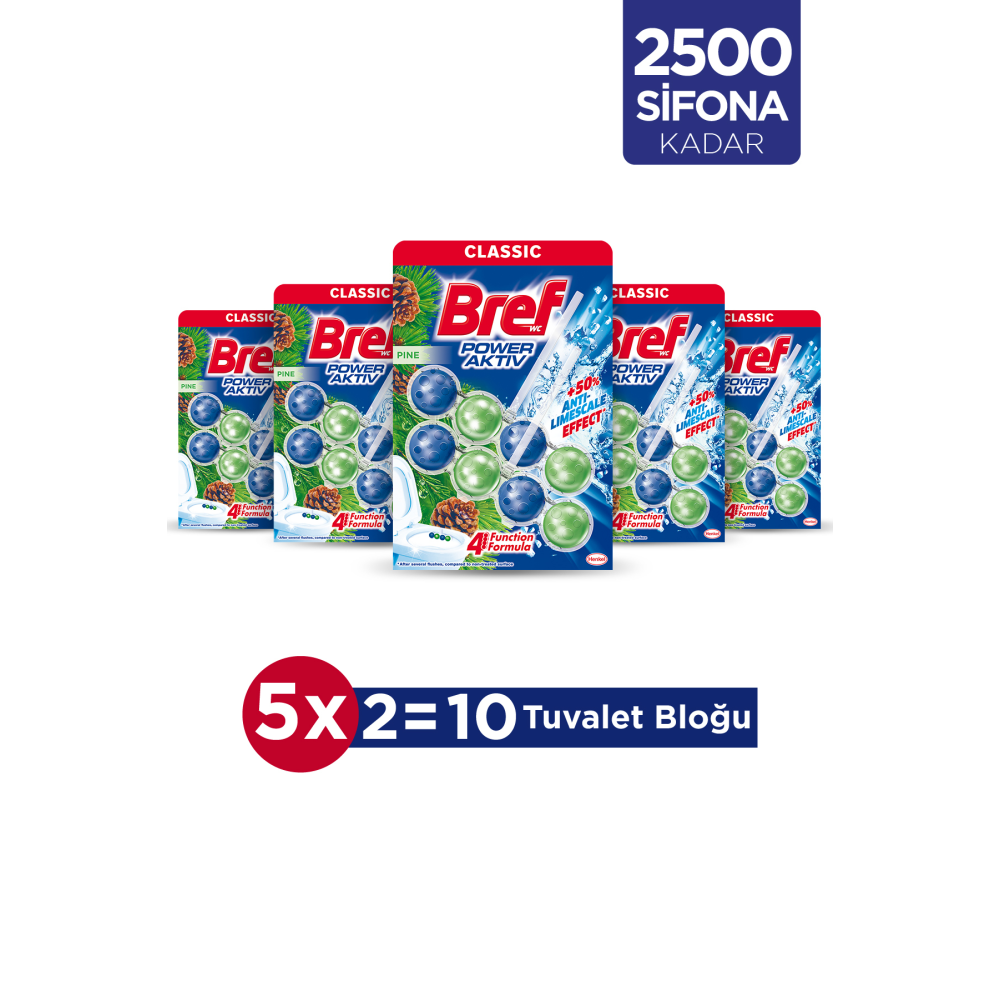 Power Aktiv Katı Tuvalet Bloğu 5 Adet Çam Ikili (5'Lİ SET)