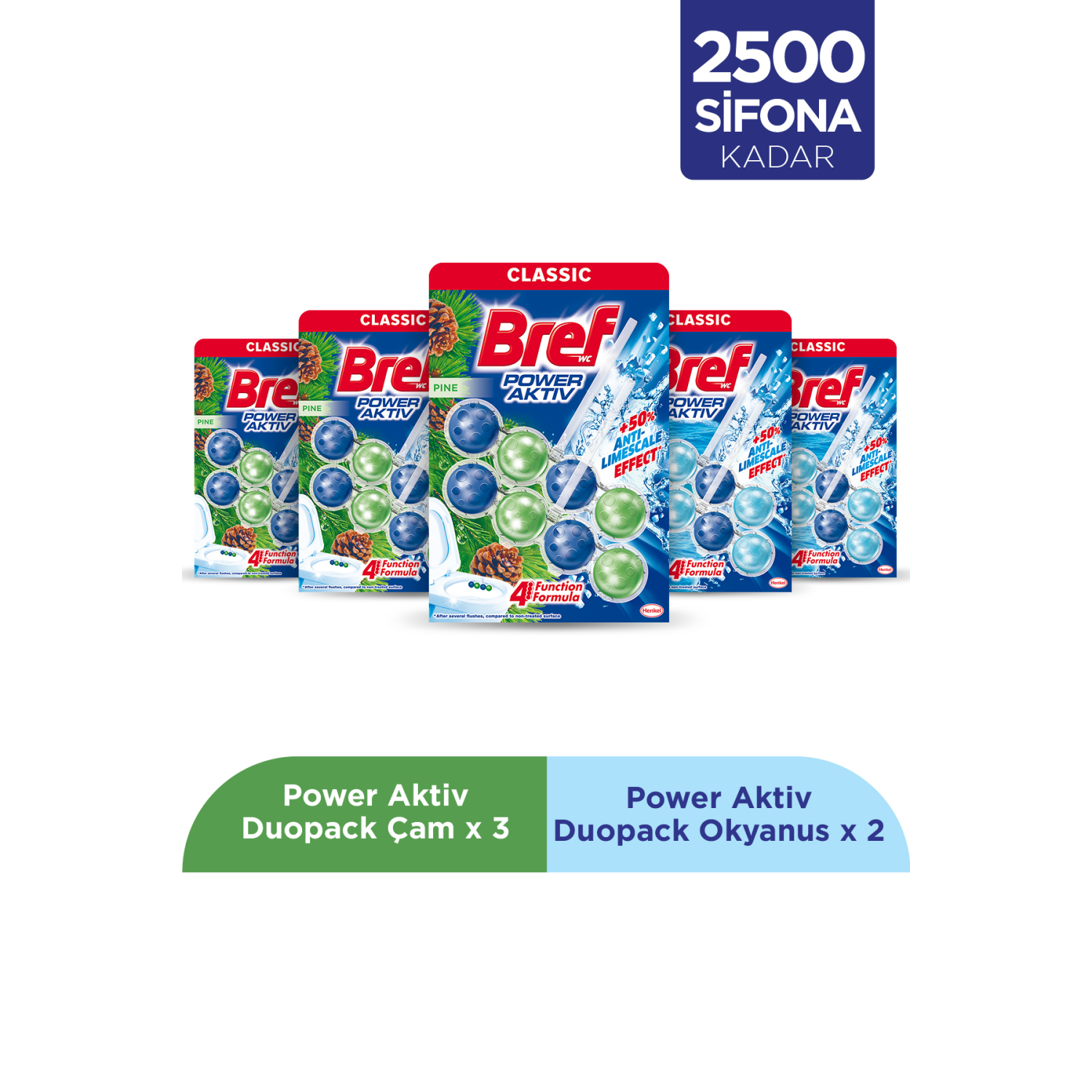 Wc Power Aktiv Duopack Katı Tuvalet Bloğu 3 Çam 2 Okyanus, 5 X 2'li Paket