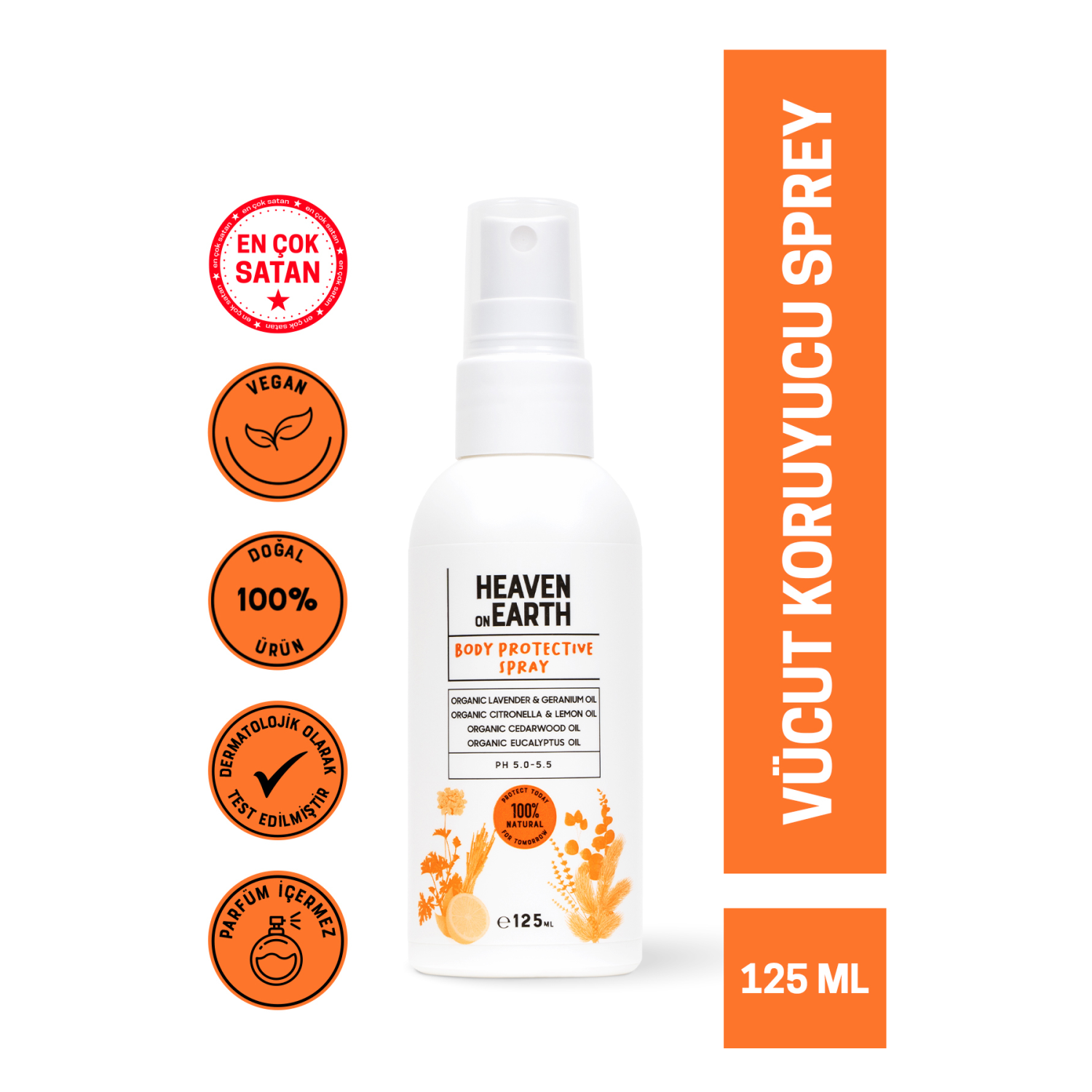 Vegan %100 Doğal Ve Organik Içerikli Yenidoğan Bebek Çocuk Vücut Koruyucu Sprey 125ml