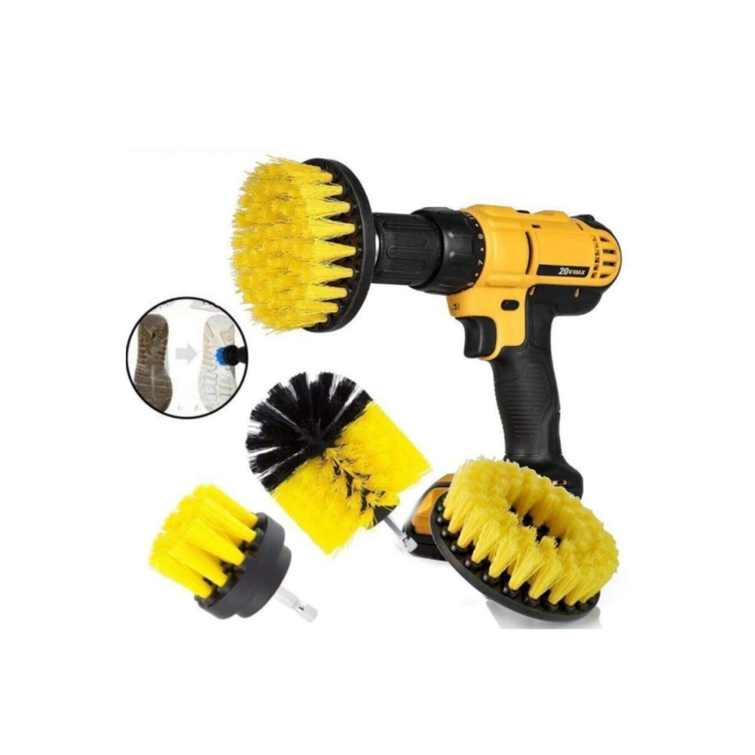 3 lü Set Matkap Ucuna Takılabilen Banyo Küvet Duşakabin Oto Lastik Koltuk Yıkama Temizleme Fırçası