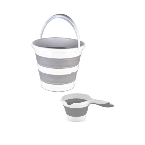 Gri Katlanabilir Kova Ve Gri Katlanabilir Maşrapa