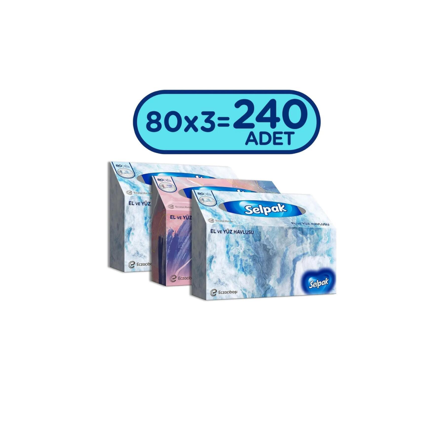 Kutu El Ve Yüz Havlusu 21x19 Cm Üç Katlı - 80x3 Adet