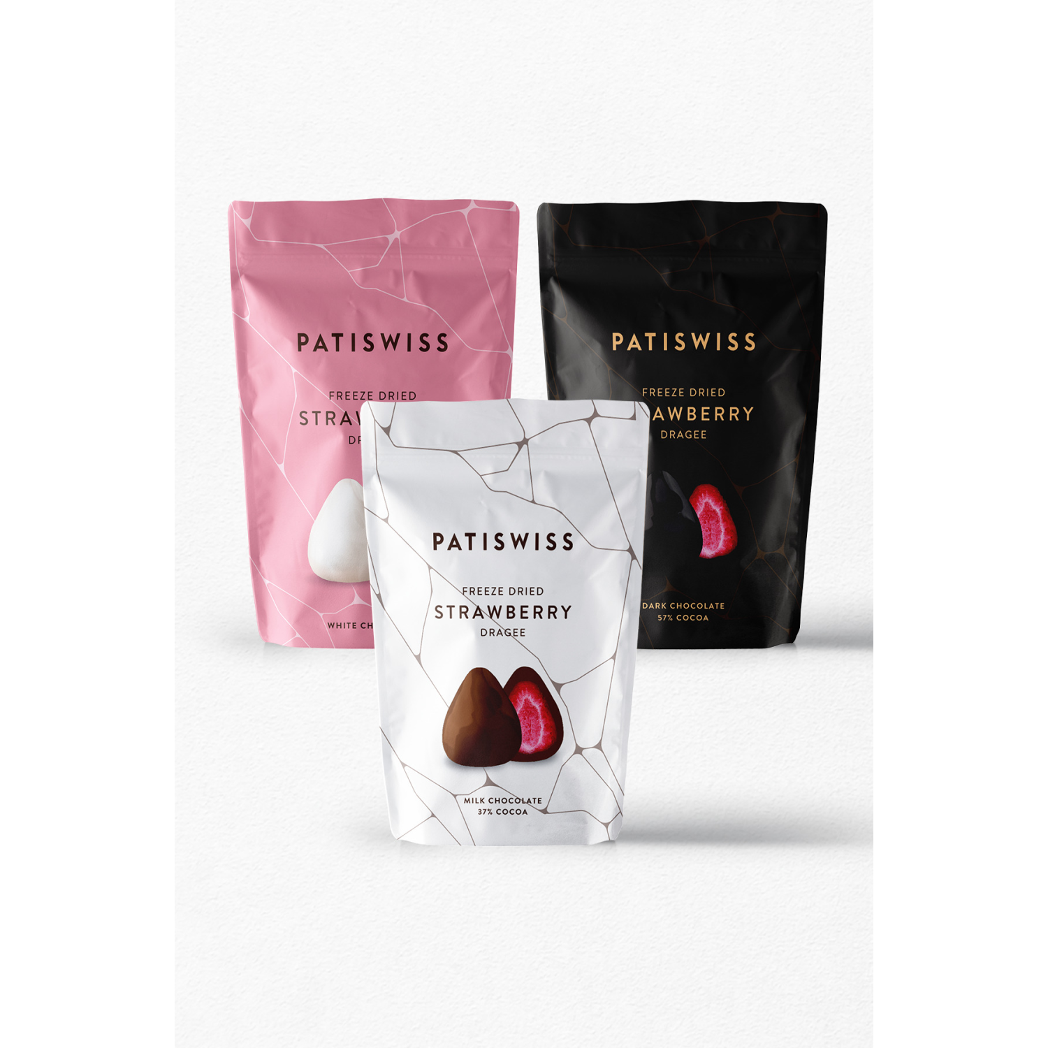 Sütlü, Bitter Ve Beyaz Çikolata Kaplı Çilek Draje Seti