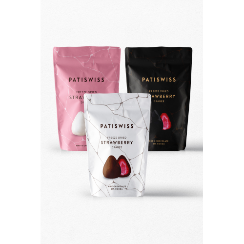 Sütlü, Bitter Ve Beyaz Çikolata Kaplı Çilek Draje Seti