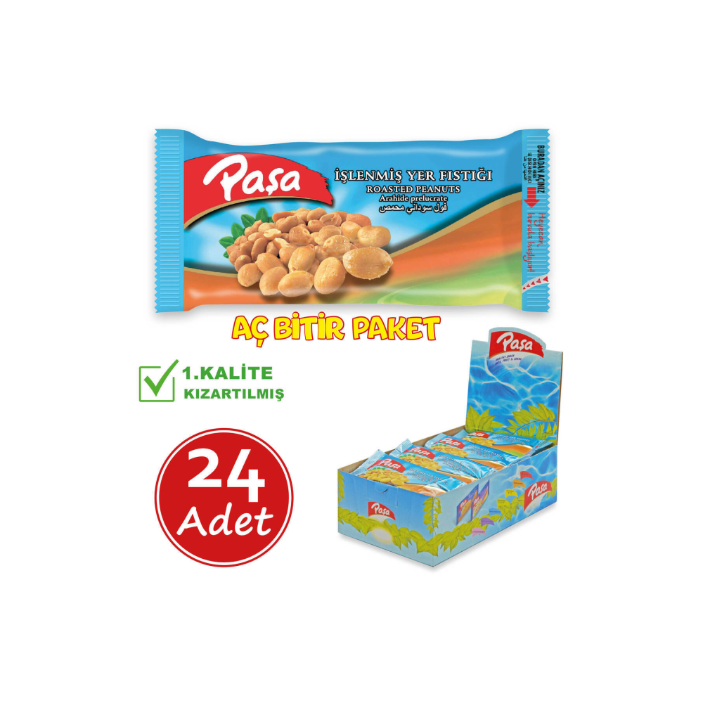 Paşa Işlenmiş Yer Fıstığı 30 gr X 24 Adet (1. KALİTE)