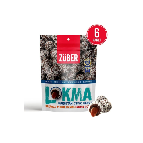 Lokma Hindistan Cevizi Kaplı Kakaolu Fındık Ezmeli Meyve Topu 96g X 6 Paket