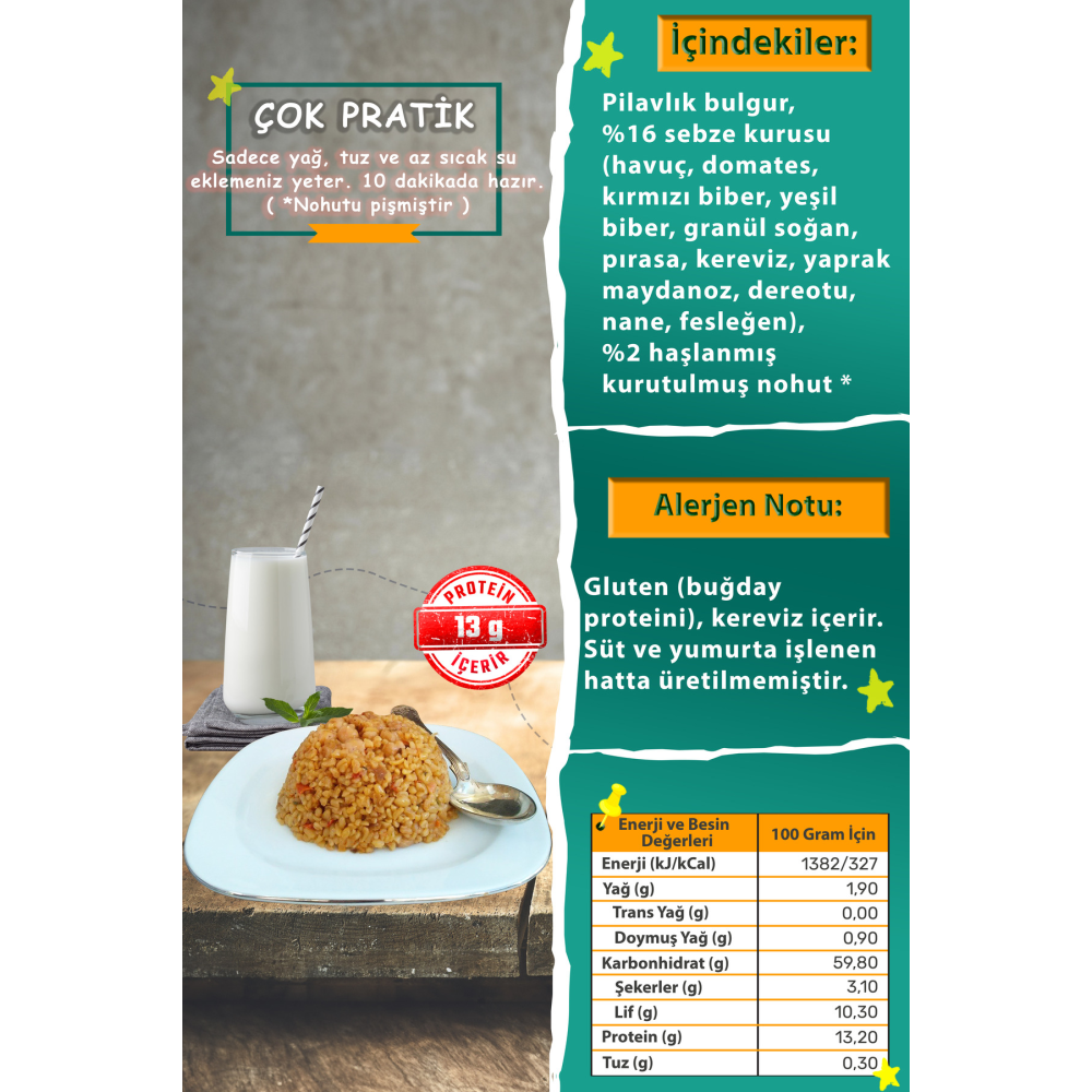 Nohutlu Sebzeli Bulgur Pilavı Karışımı (250 G)