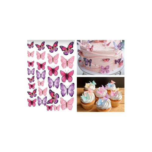 Kelebek Resimli Yenilebilir Kağıt Pasta Ve Kurabiye Baskısı A4 Kağıt Boyutu