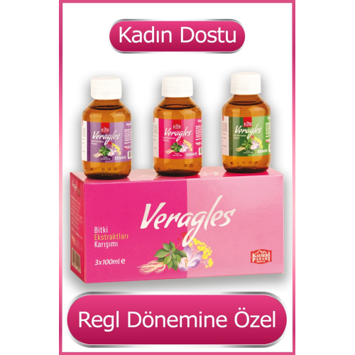 Veragles Regl Dönemine Özel Adet Söktürücü 3 Adet 100 ml Bitki Karışımı
