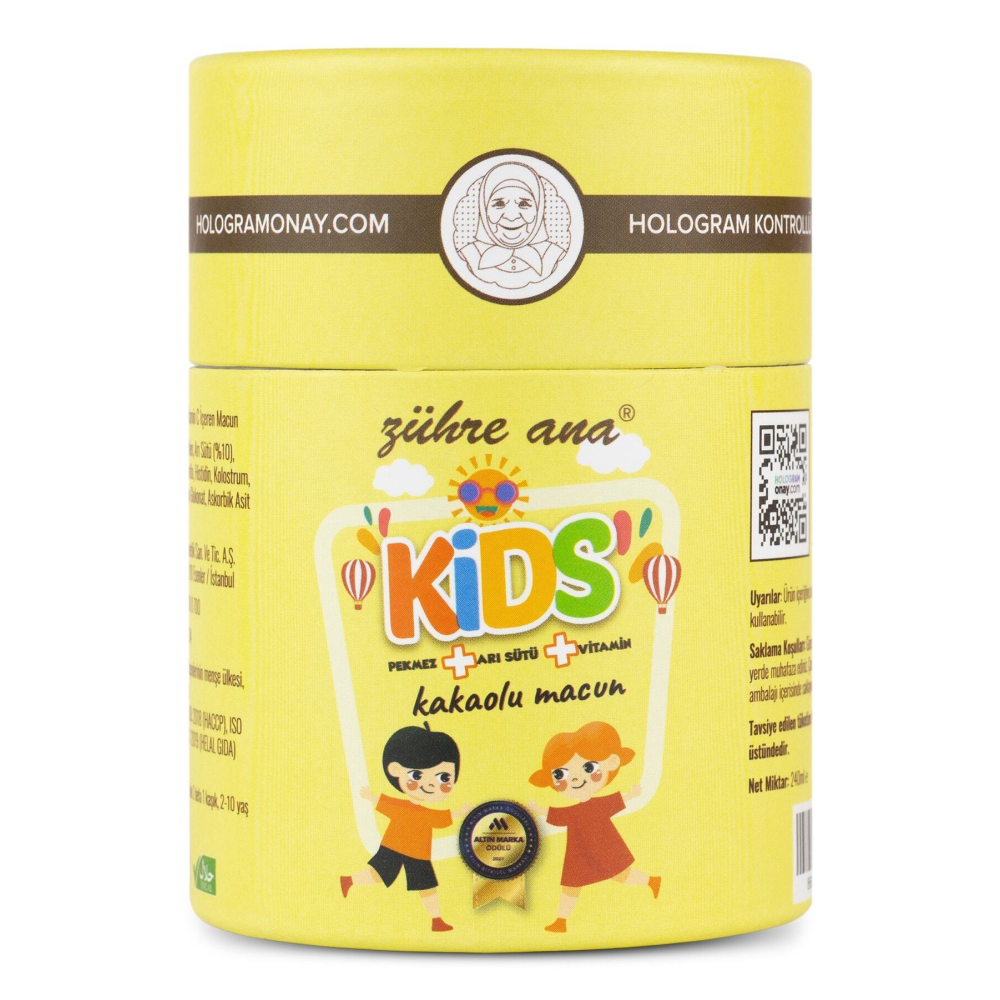 Kids Çocuklar için Özel - Arı Sütü, Pekmez, Bal Ve Vitamin Katkılı Kakaolu Macun