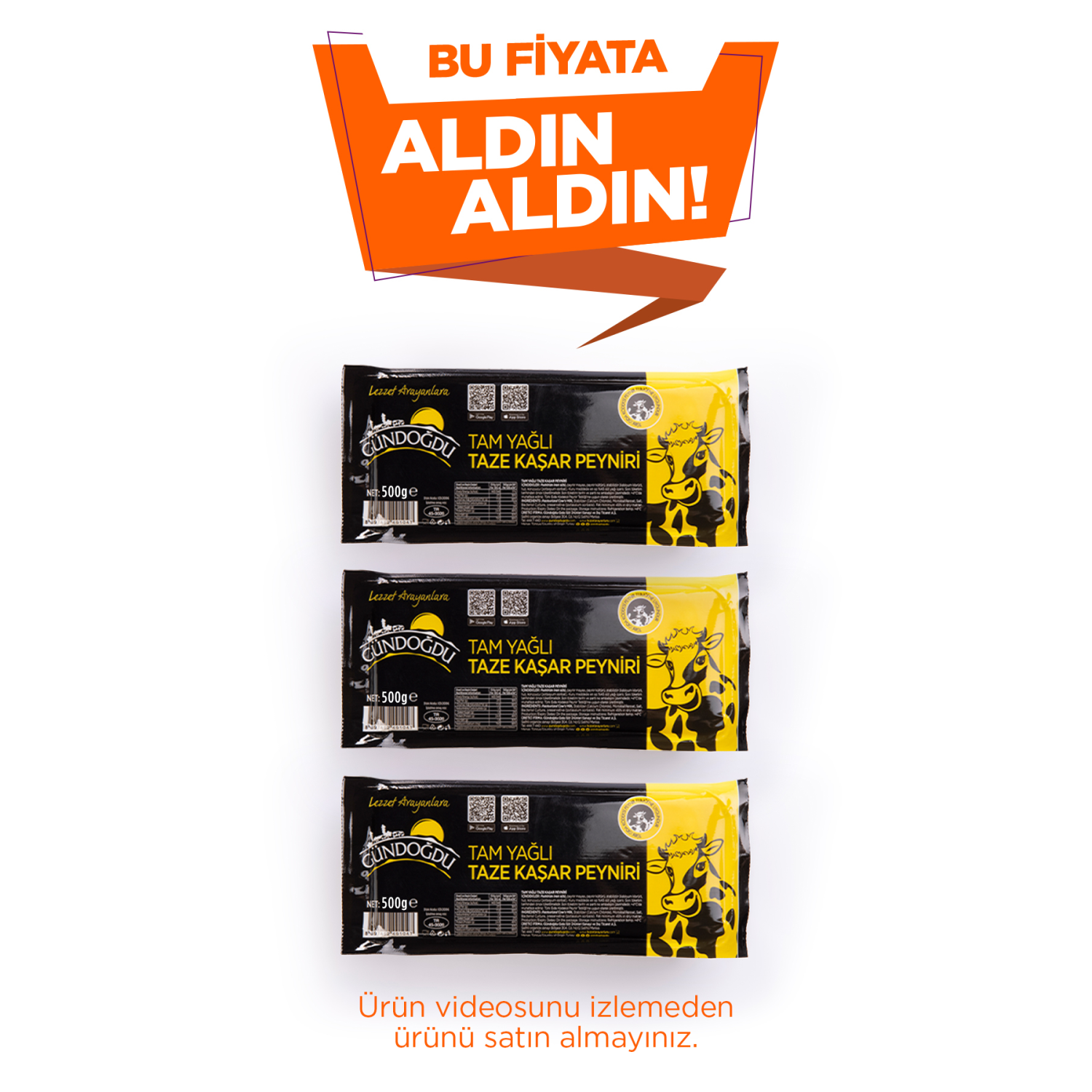 Taze Kaşar Peynir 500gr 3'lü Paket