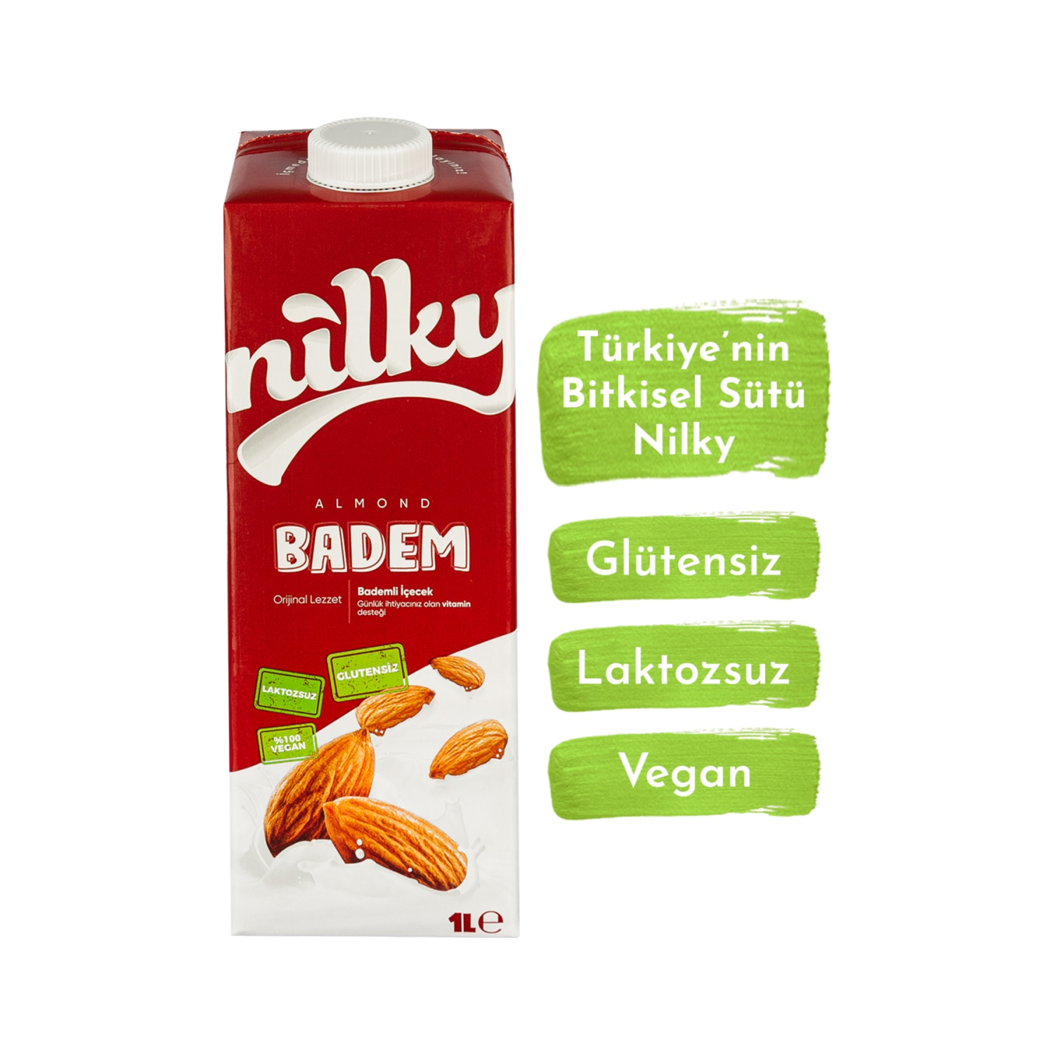 Badem Sütü Glütensiz Bitkisel Bazlı Laktosuz Vegan 1 Lt