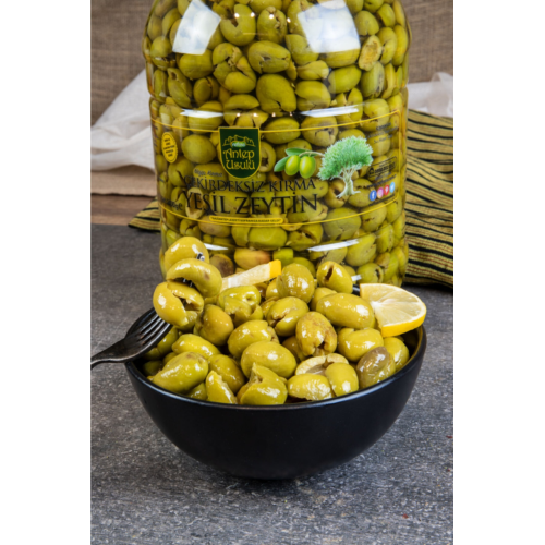 Antep Usulü Nizip Kırma Çekirdeksiz Yeşil Zeytin