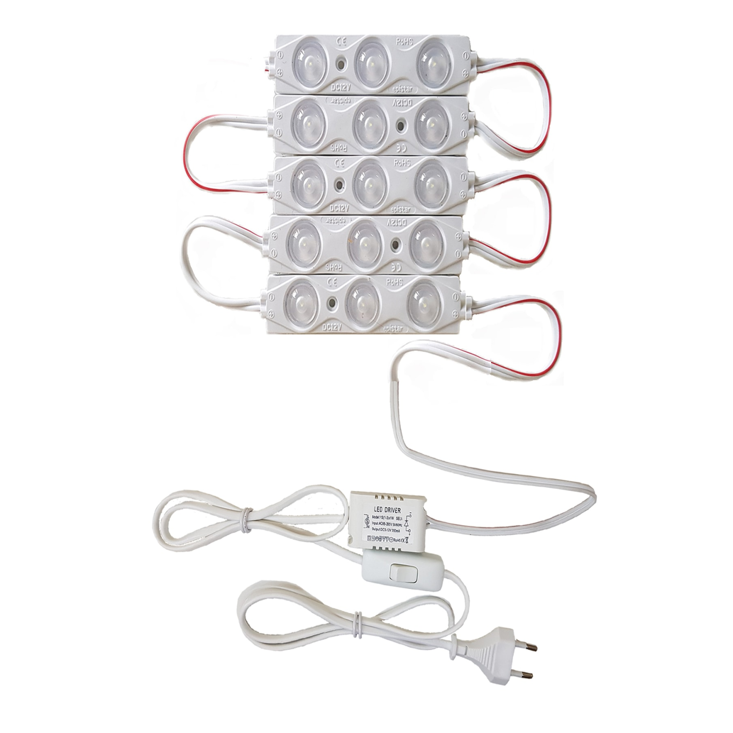 Akvaryum Modül Led Aydınlatma Beyaz Işık Anahtarlı 5'li