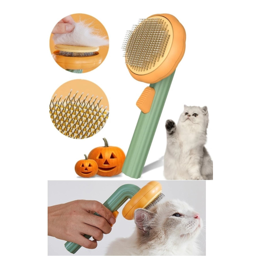 Otomatik Temizlenen Tuşlu Evcil Hayvan Fırçası Kedi Köpek Tüy Toplayıcı Tarak