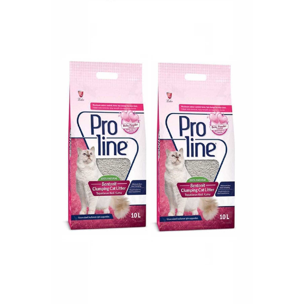 Proline Bebek Pudrası Kokulu Ince Tane Topaklanan Kedi Kumu 10 Lt X 2 Adet