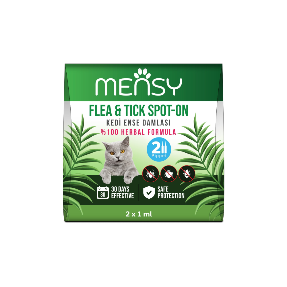 Kedi Ense Bit Pire Kene Deri Bakımı Bitkisel Damla Dış Parazit Spot On