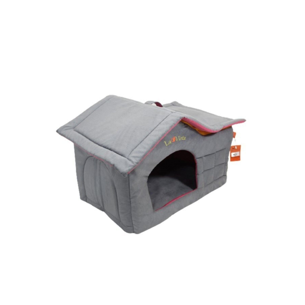 Gri Çatılı Kadife İç Mekan Kedi ve Köpek Evi