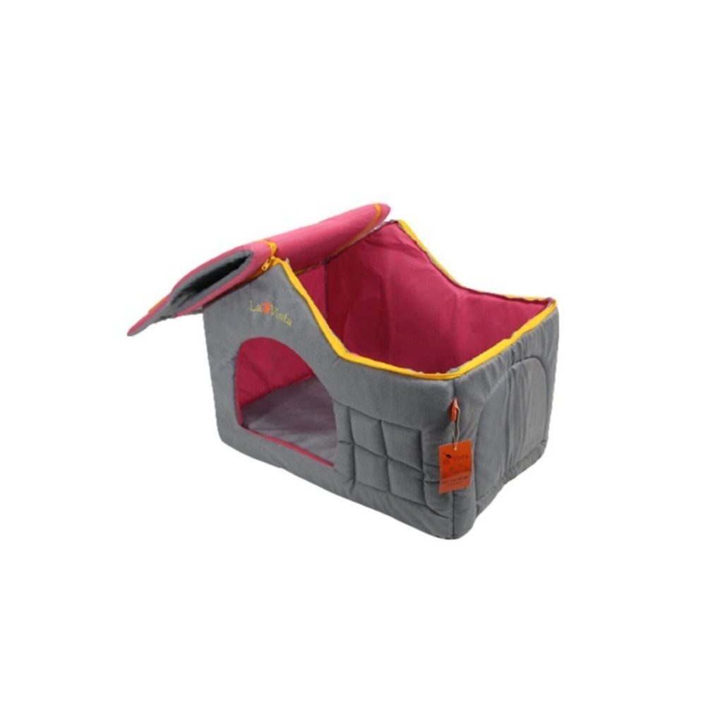 Gri Çatılı Kadife İç Mekan Kedi ve Köpek Evi