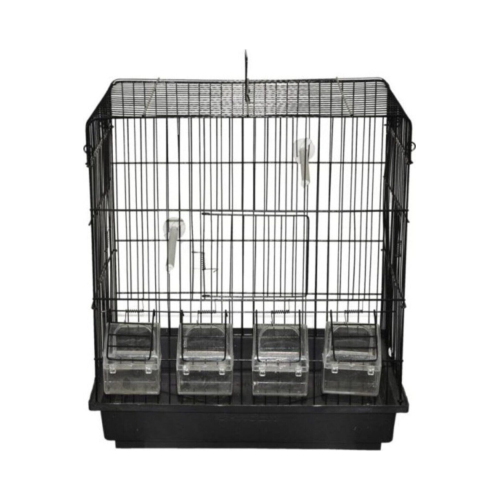 4 Yemlikli Siyah Kanarya Kafesi+Tül+Suluk+Mamalık+Gaga Taşı