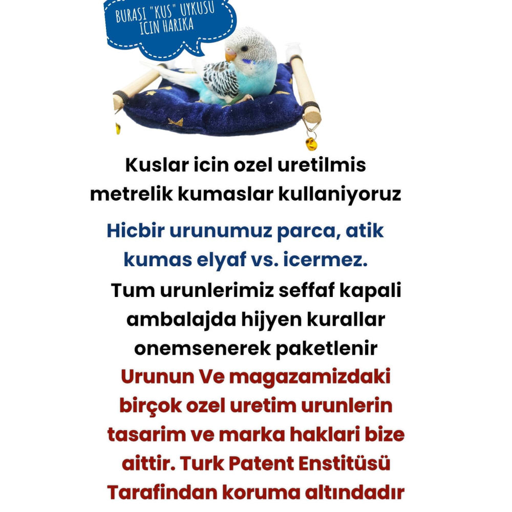 Kuş Yastığı, Muhabbet Kuşu Uyku Yatağı,yumuşak Uyku Tüneği