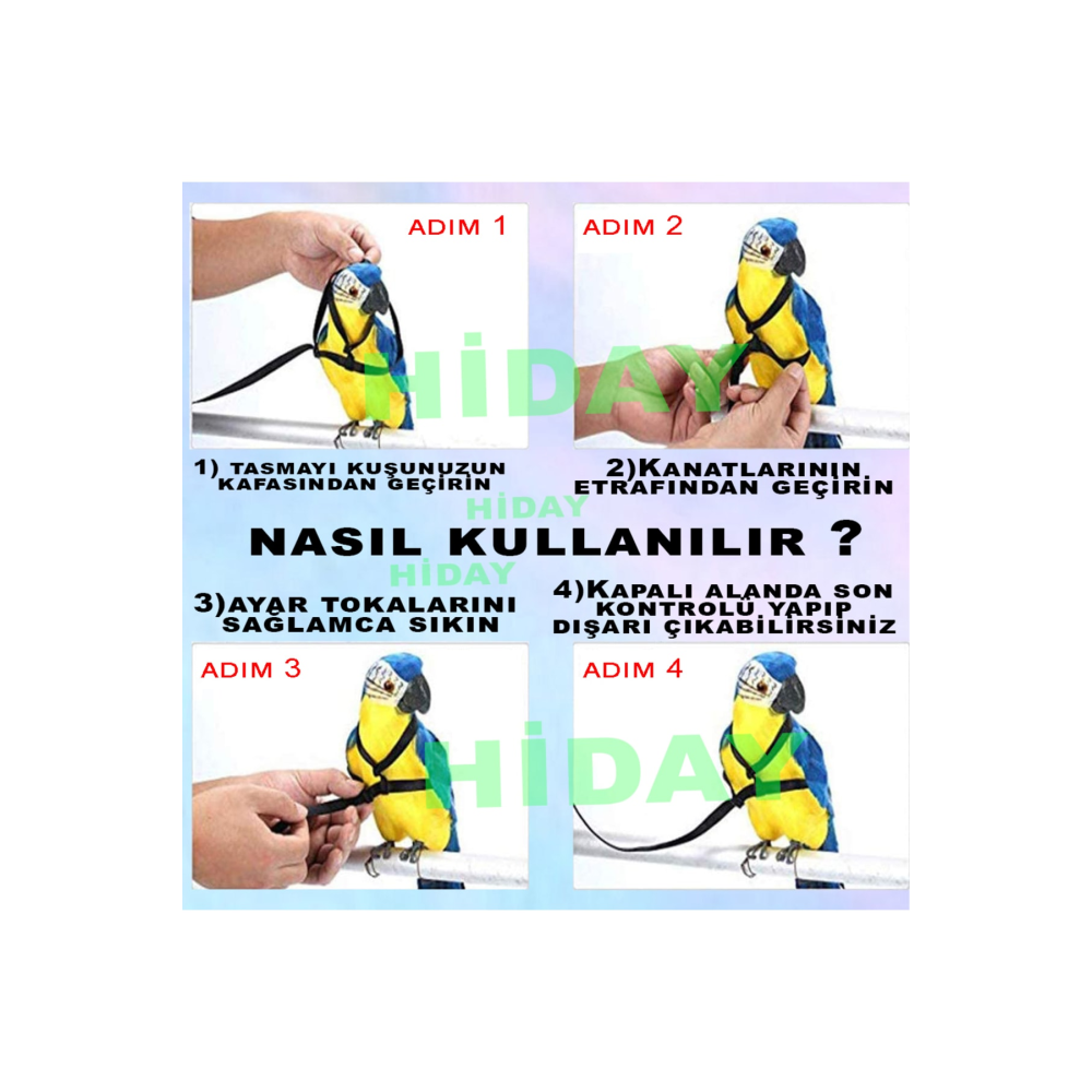 Muhabbet Kuşu Tasması Cennet Papağanı Tasması (SİYAH)