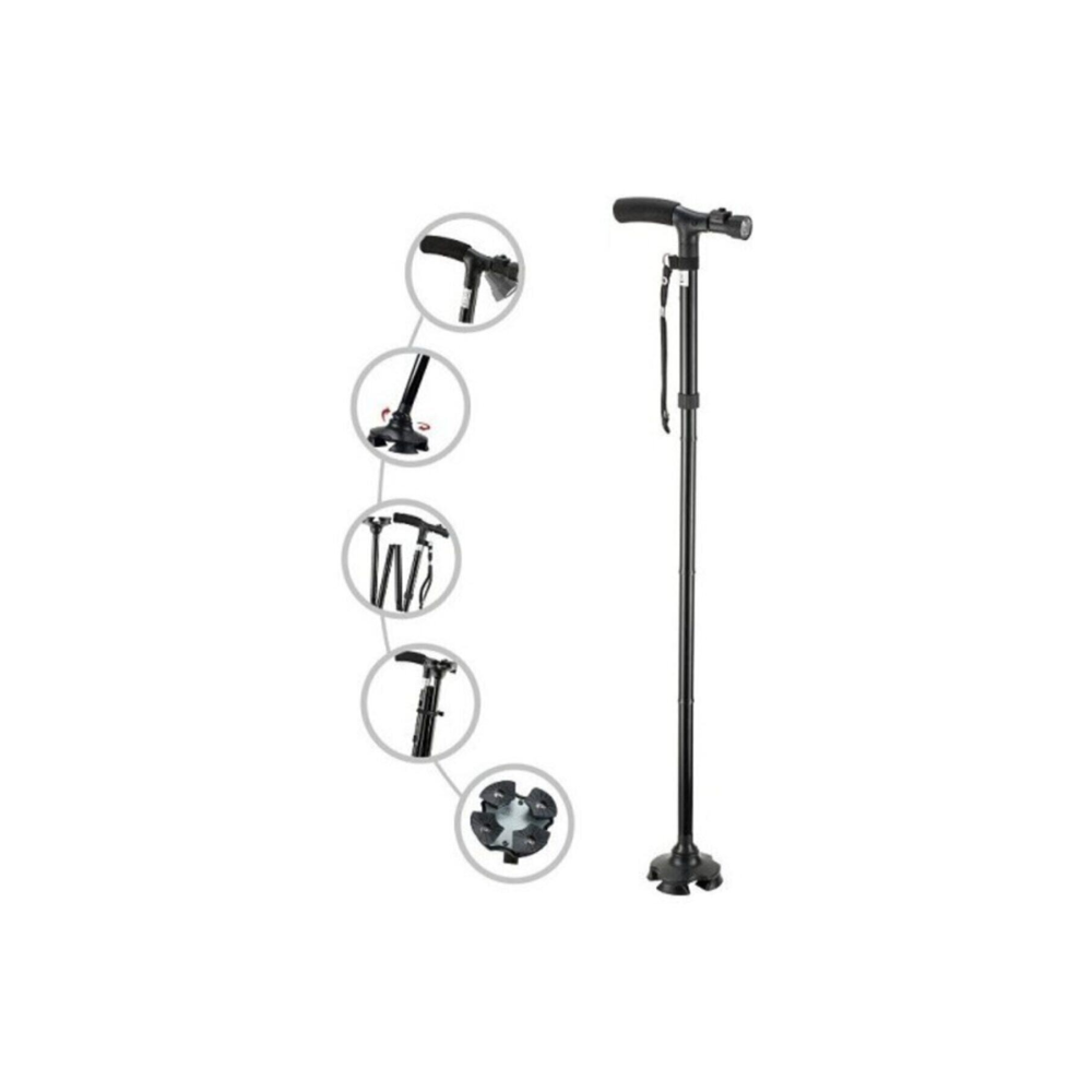 Katlanabilir Led Işıklı Baston Yürüyüş Bastonu Fenerli Yürüyüş Bastonu