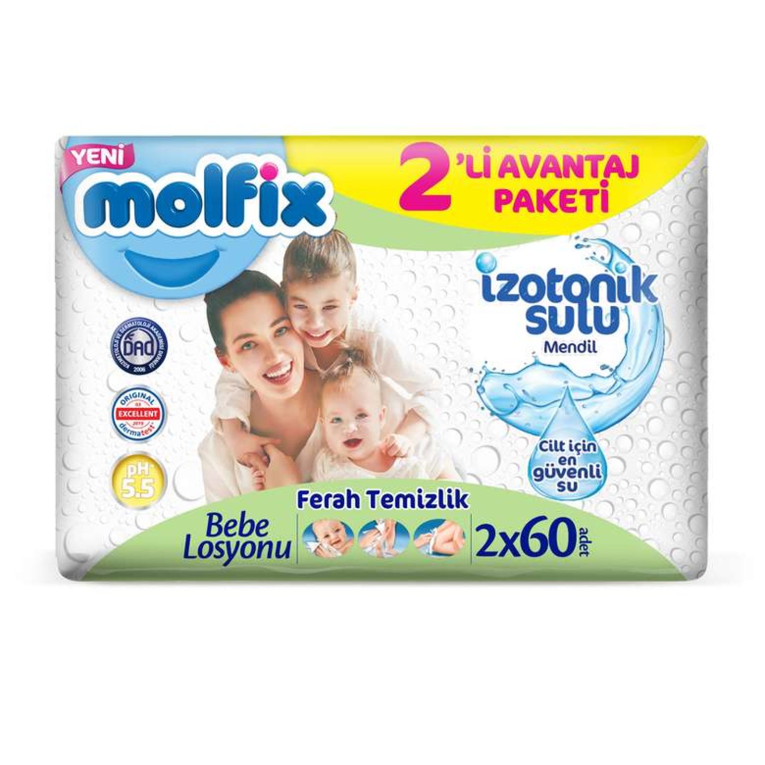 Molfix Yenidoğan 60 Yaprak 2'li Paket Islak Mendil