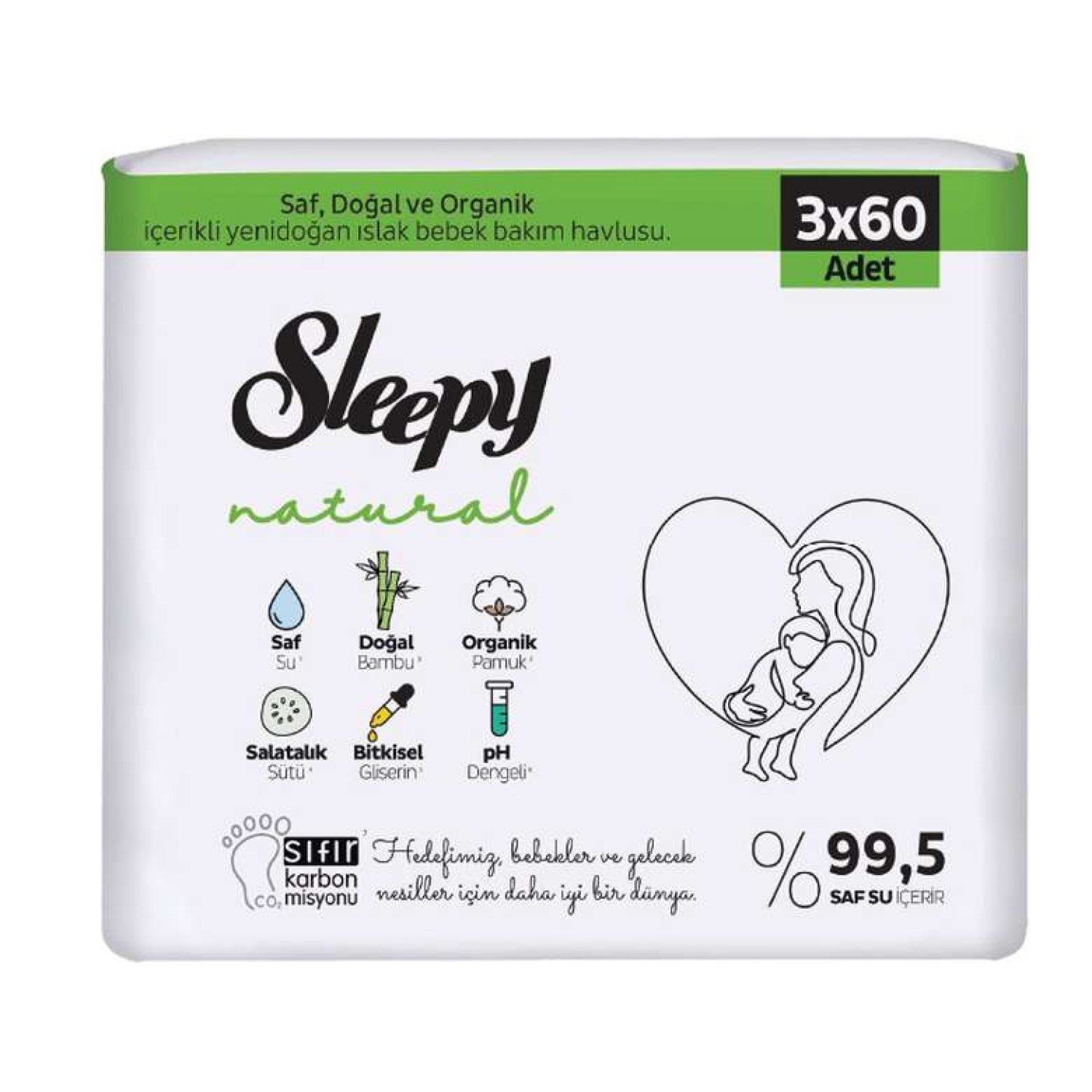 Sleepy Natural Islak Havlu 3x60