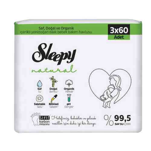 Sleepy Natural Islak Havlu 3x60