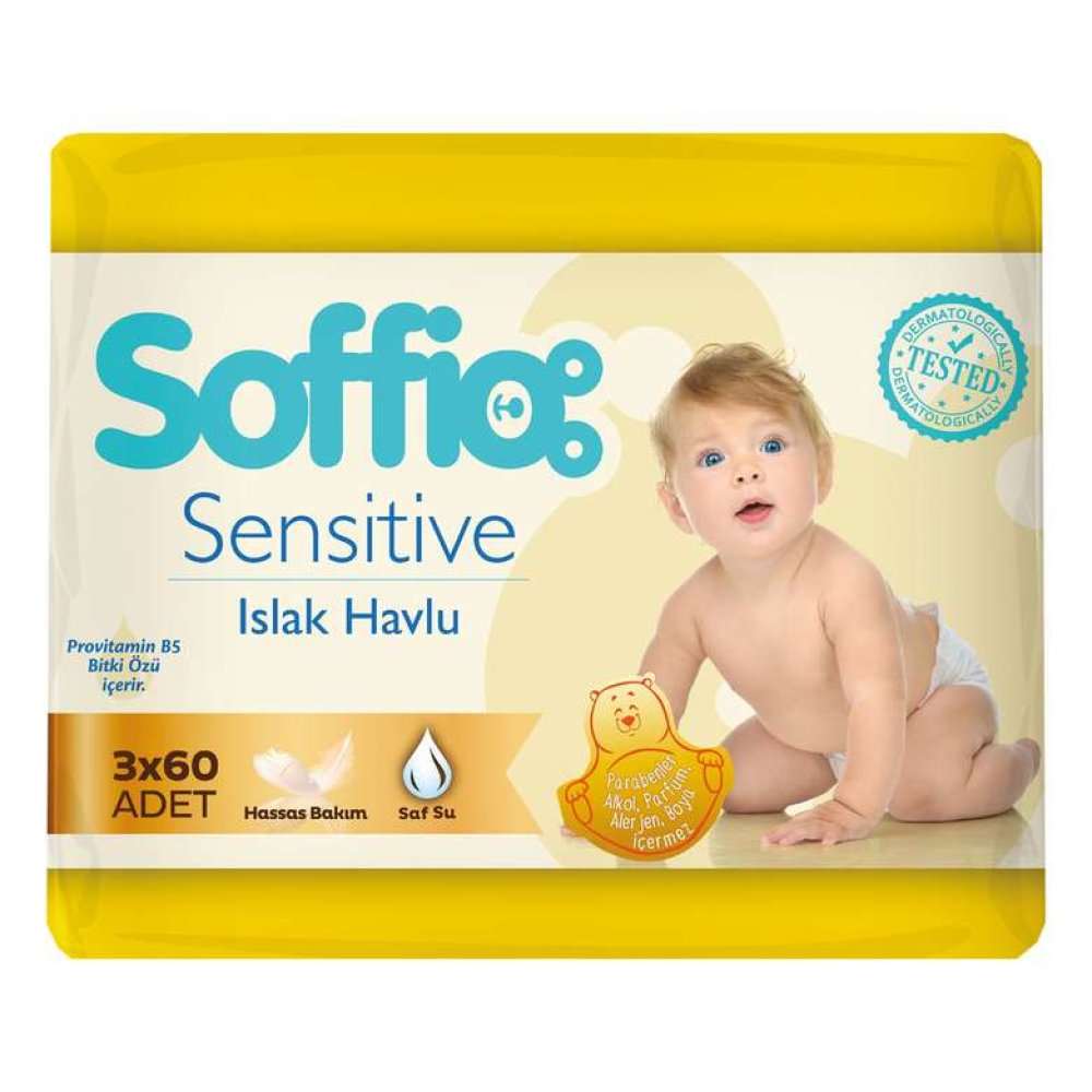 Soffio Sensitive Yenidoğan 60 Yaprak 3'lü Paket Islak Mendil