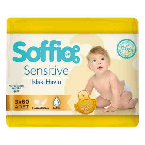 Soffio Sensitive Yenidoğan 60 Yaprak 3'lü Paket Islak Mendil