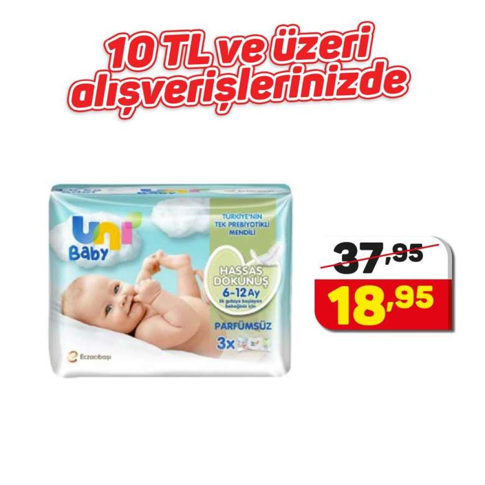 Uni Baby Islak Havlu Hassas Dokunuş 3x52 Adet