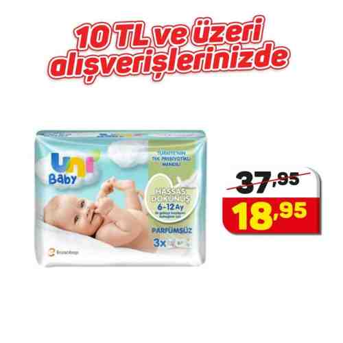 Uni Baby Islak Havlu Hassas Dokunuş 3x52 Adet