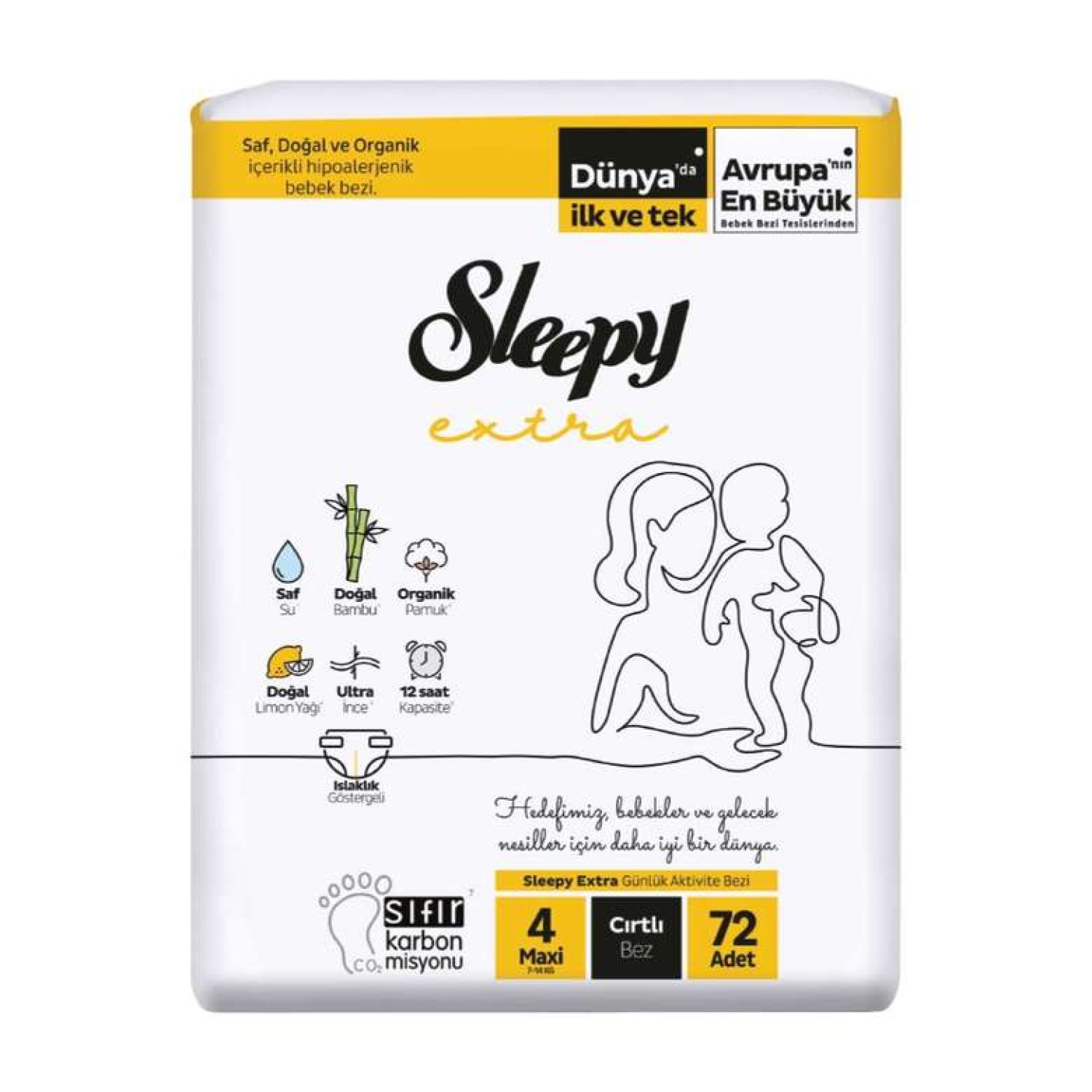 Sleepy Extra Çocuk Bezi No: 4 Maxi 72 Adet
