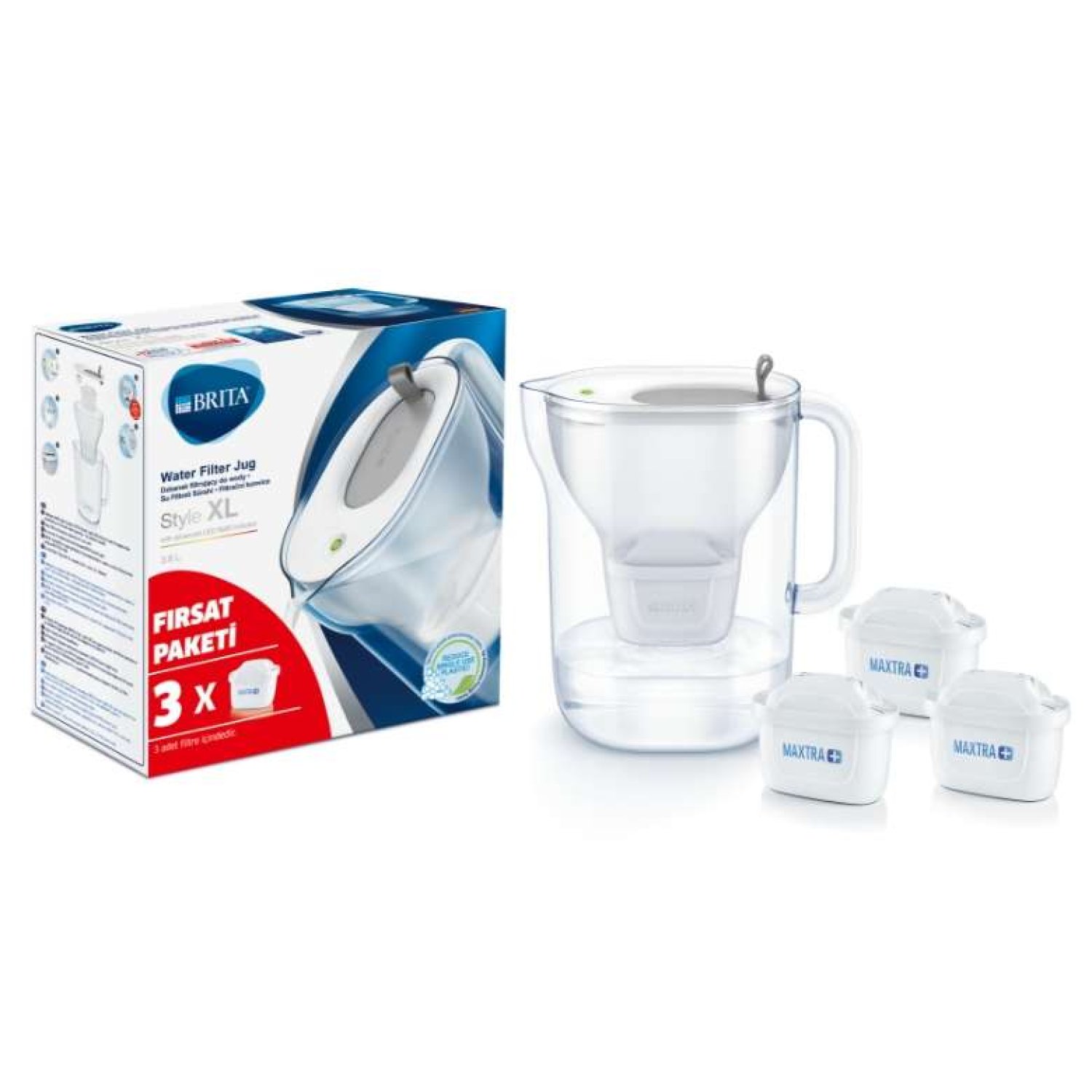 Brita Style XL 3 Filtreli Su Arıtma Sürahisi 3,6 L  Gri