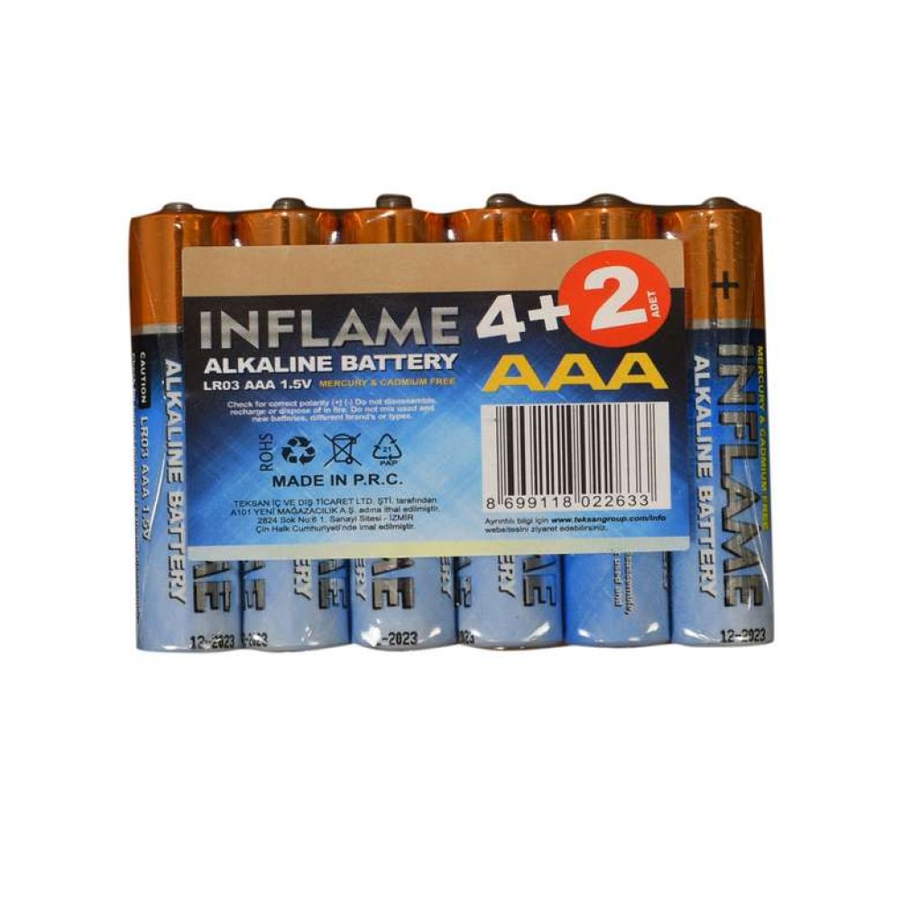 Inflame Alkalin İnce Pil 6'lı