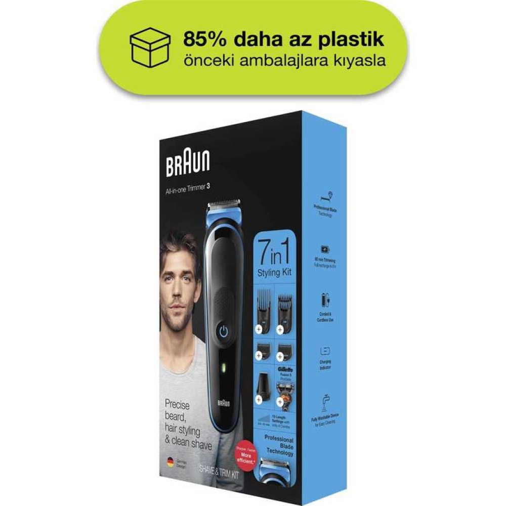 Braun MGK 3245 Şarjlı Erkek Bakım Kiti 7in1 + Gillette Fusion ProGlide Traş Bıçağı