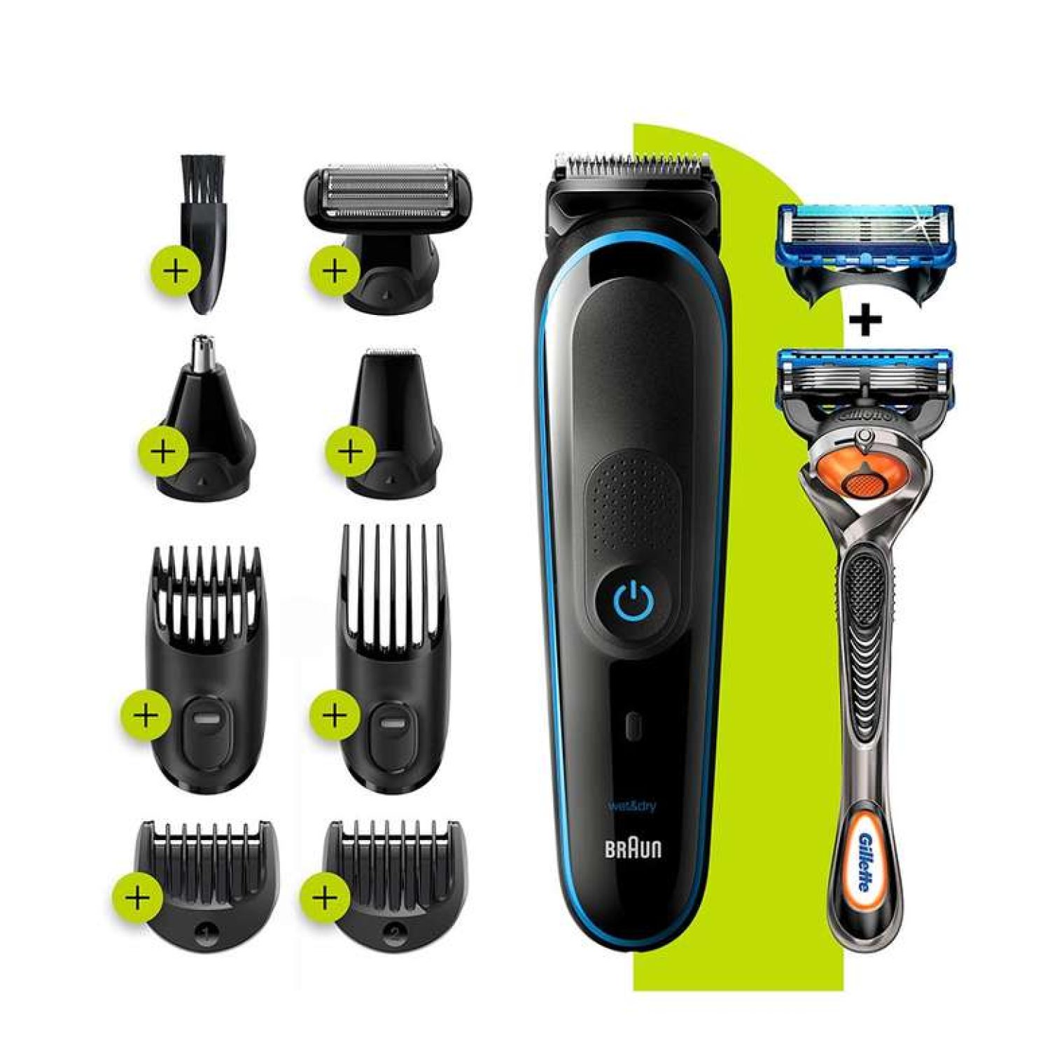 Braun MGK 5280 Şarjlı Erkek Bakım Kiti 9in1 + Gillette Fusion ProGlide