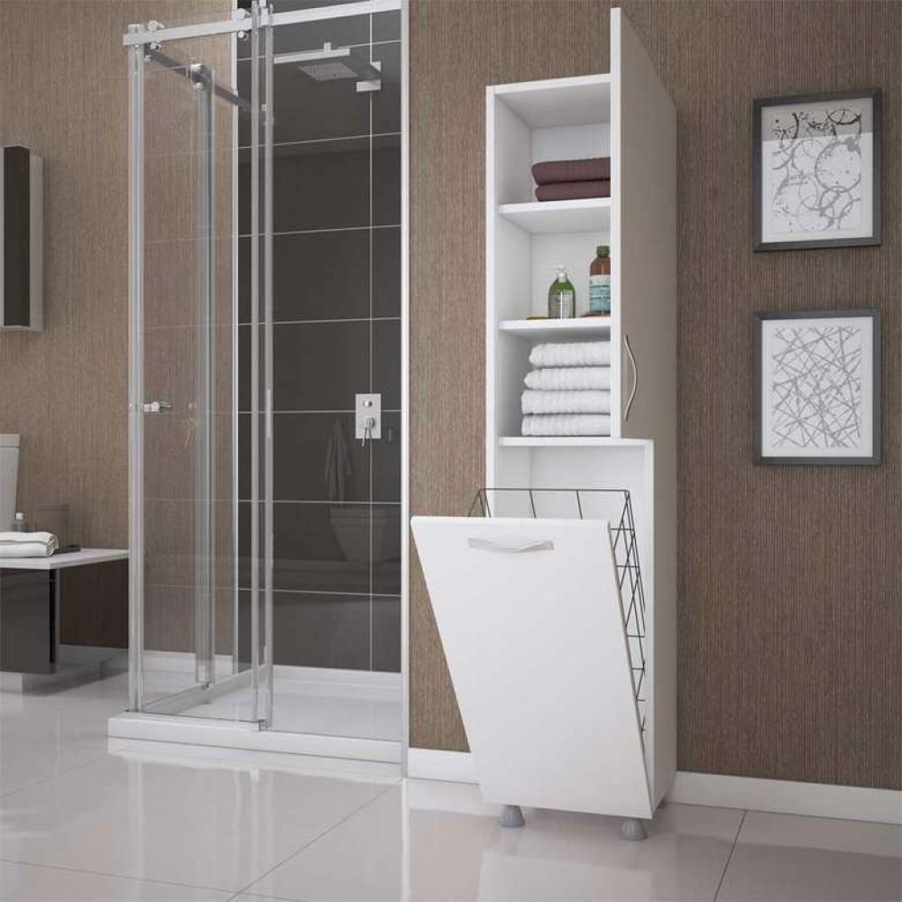 Marki Çamaşır Sepetli Raflı Çok Amaçlı Dolap