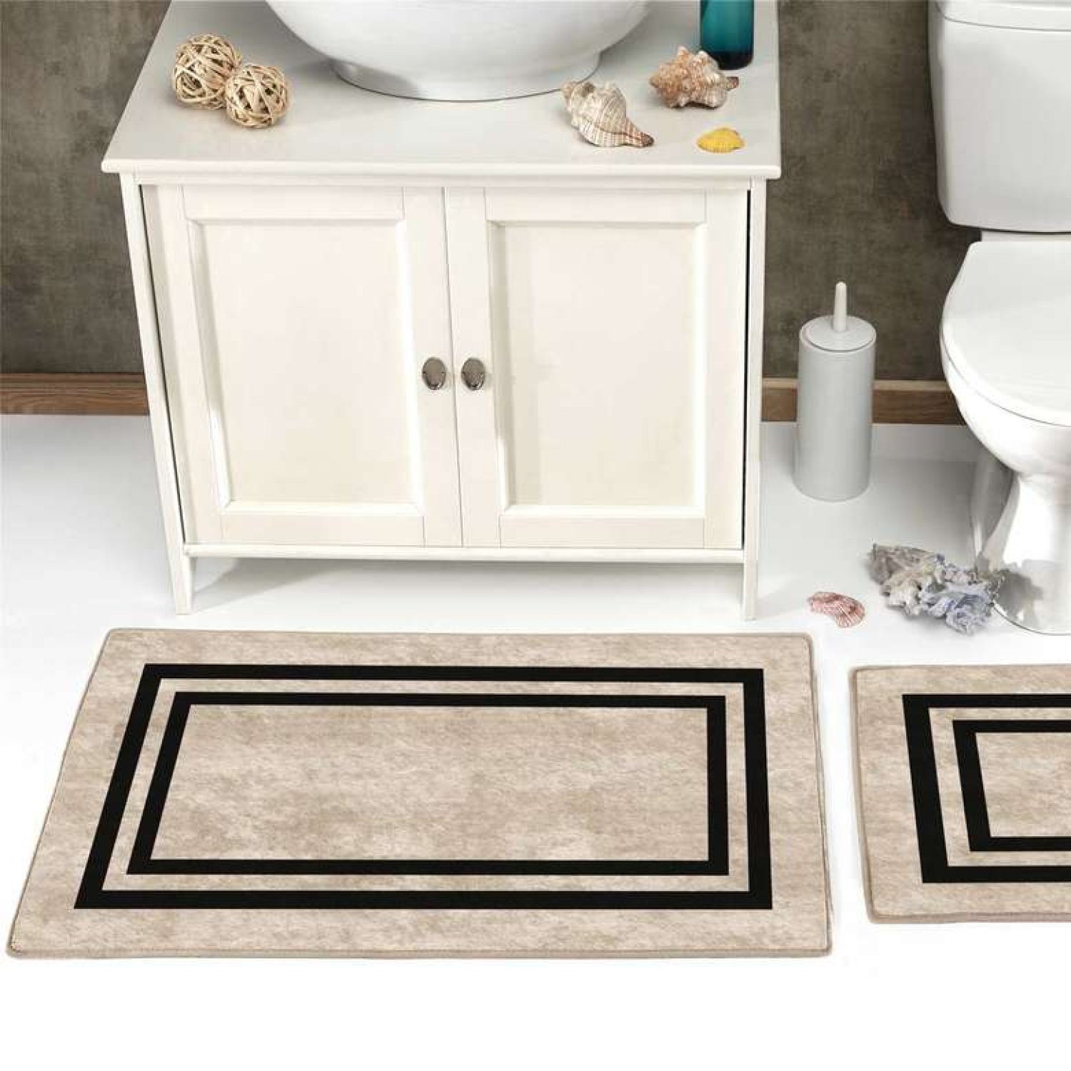 Kadife Klozet Takımı - Bej