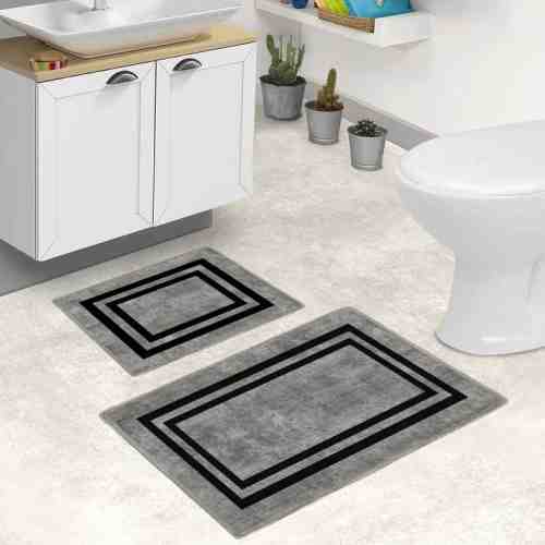 Kadife Klozet Takımı - Gri