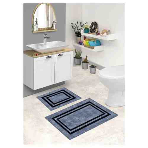 Kadife Klozet Takımı - İndigo