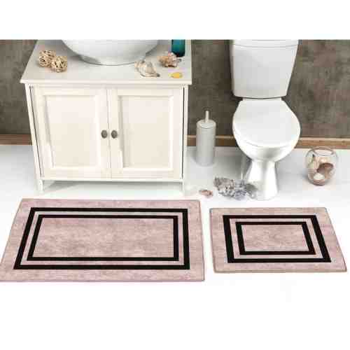 Kadife Klozet Takımı - Pudra