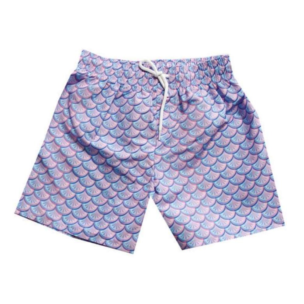 Dijital Baskılı Çocuk Deniz Şortu Mor Mavi