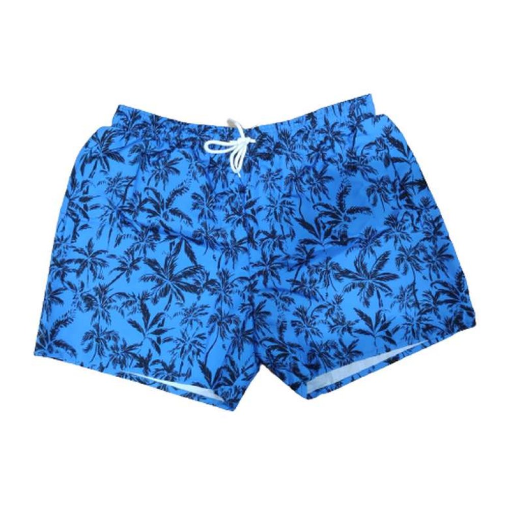 Dijital Baskılı Erkek Deniz Şortu Mavi Siyah