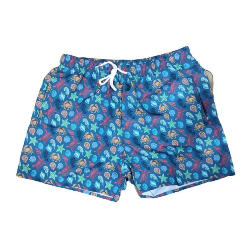 Dijital Baskılı Erkek Deniz Şortu Turuncu Kırmızı