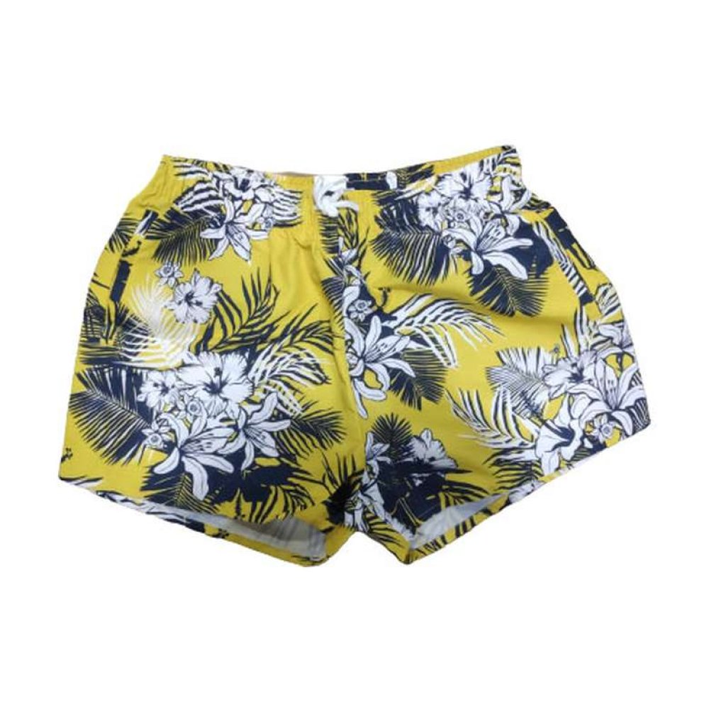Kadın Deniz Şortu Sarı Beyaz